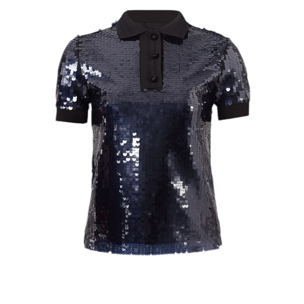 Carven sequin polo top / XS